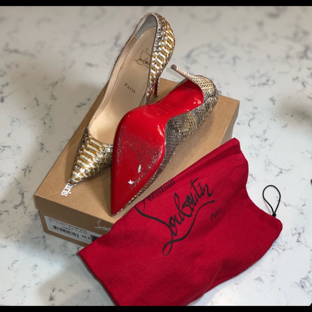 Christian Louboutin Gold Python So Kate 120 mm - Picture 2 of 3